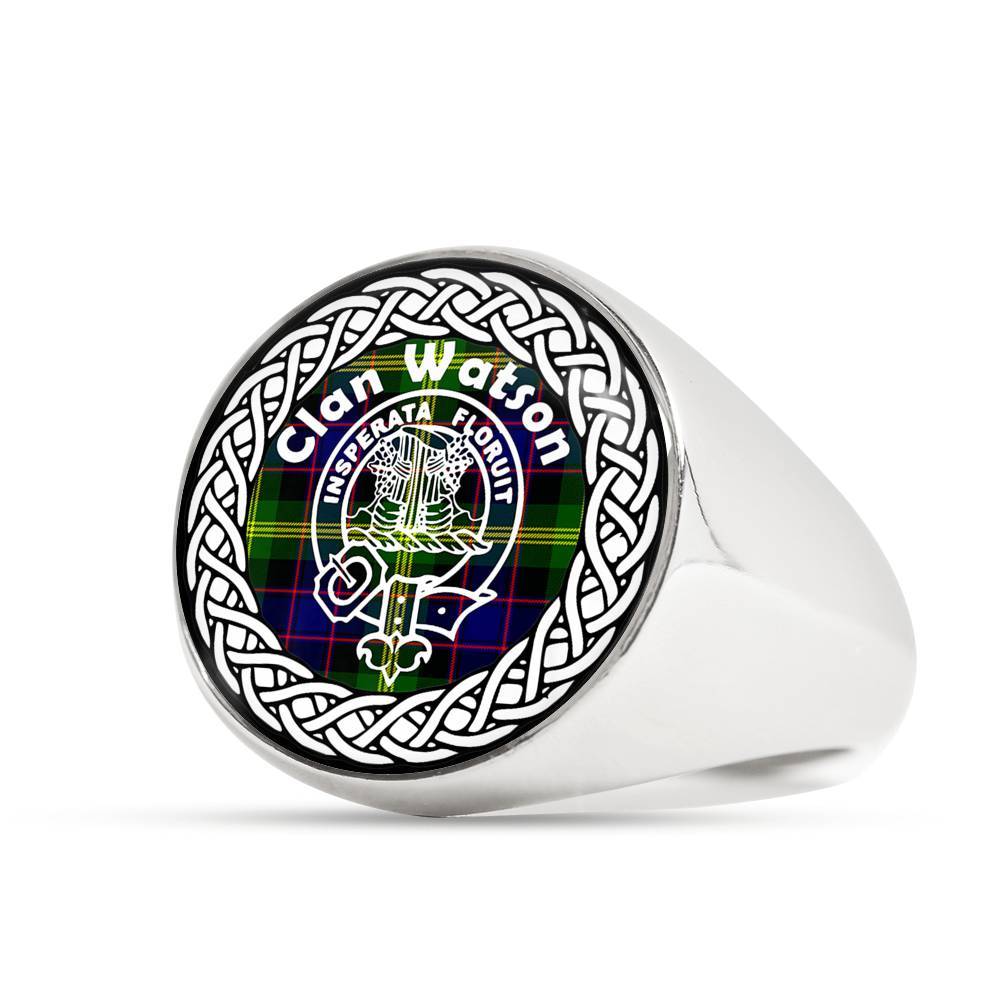 Watson Crest Clan Tartan Ring Scottish