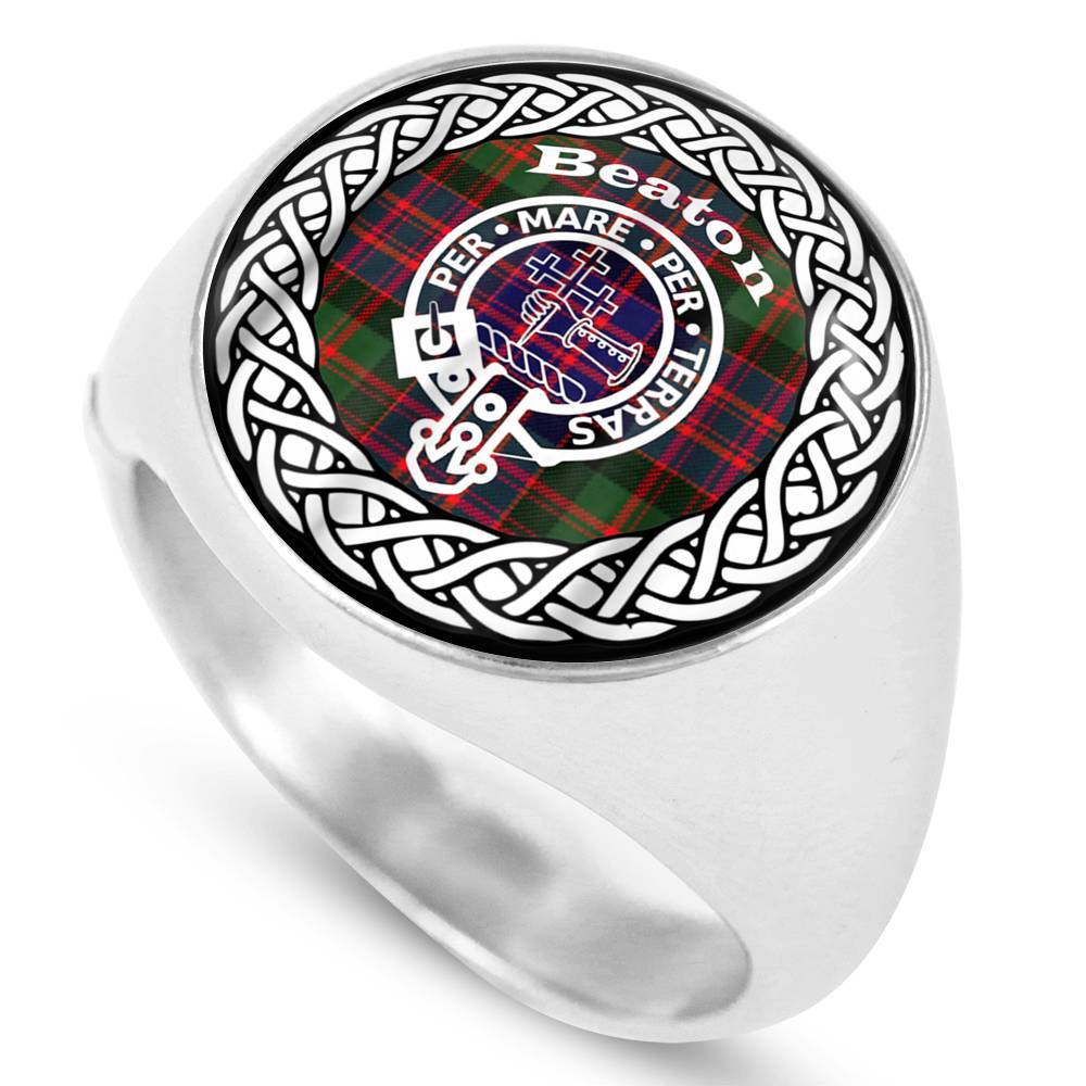 Beaton Crest Clan Tartan Ring Scottish