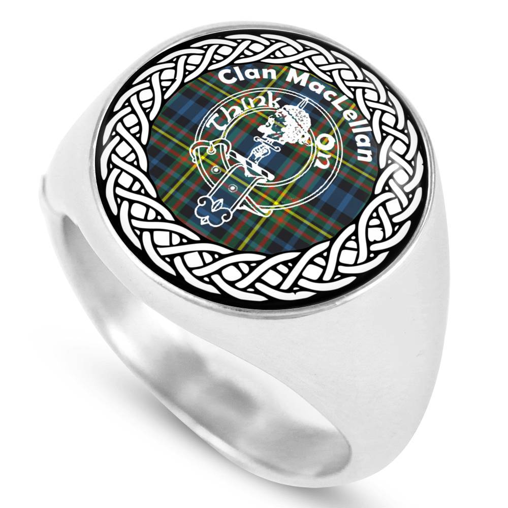 MacLellan Crest Clan Tartan Ring Scottish