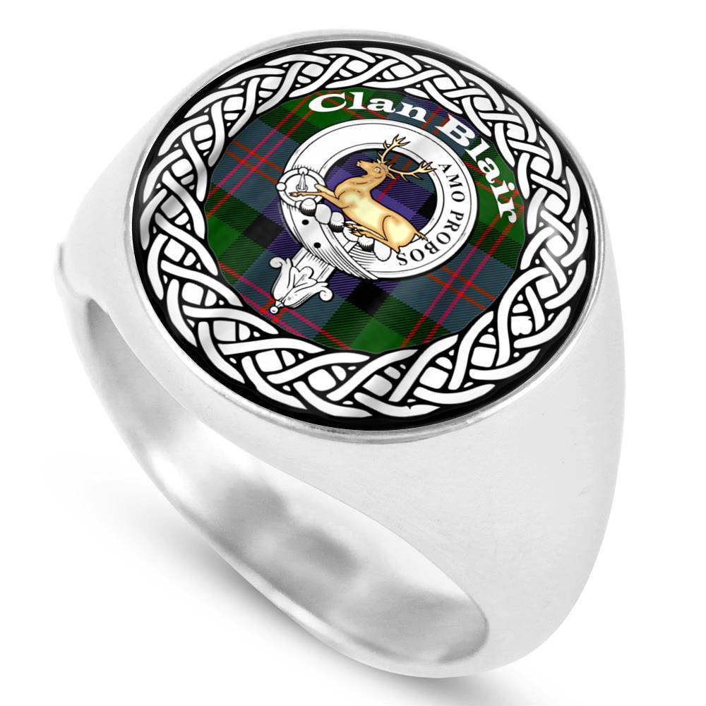 Blair Crest Badge Clan Tartan Ring Scottish