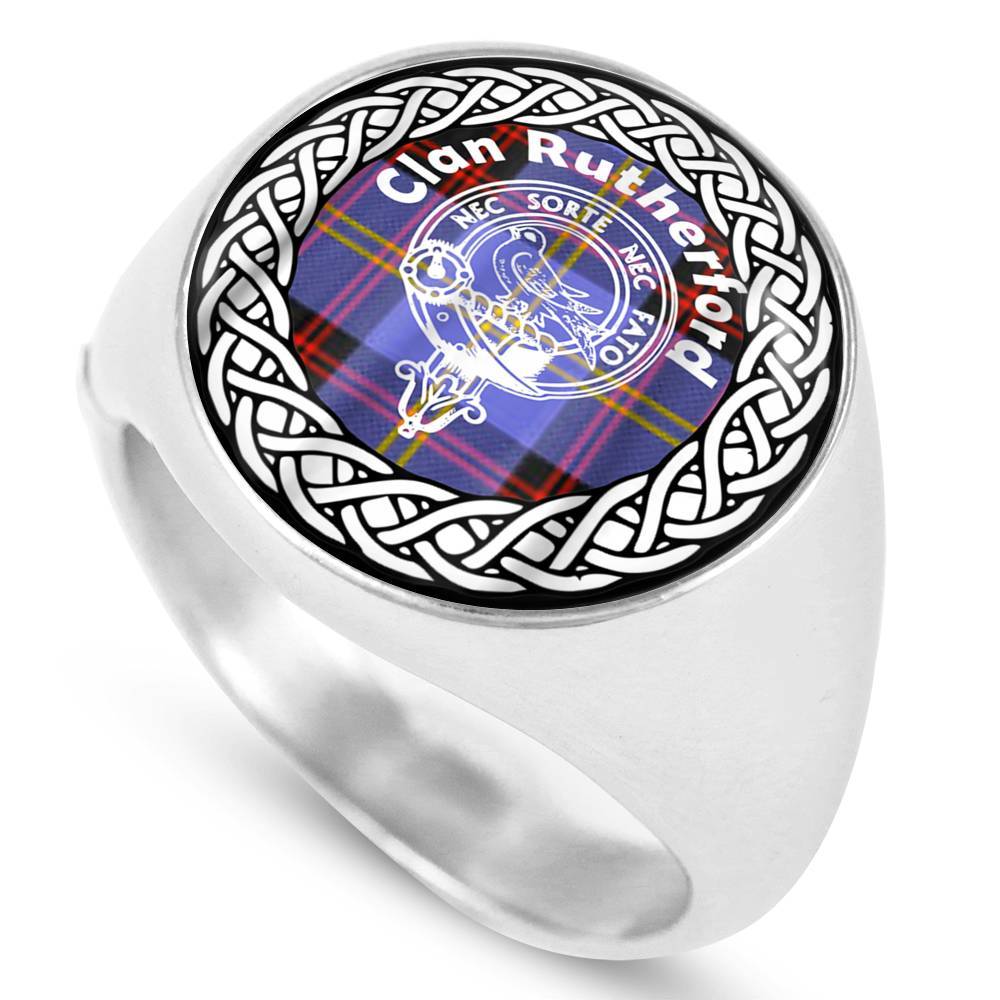 Rutherford Crest Clan Tartan Ring Scottish