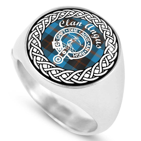 Image of Angus Crest Clan Tartan Ring Scottish