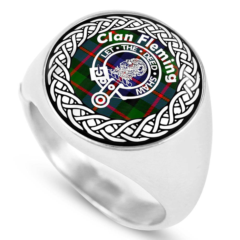 Fleming Crest Clan Tartan Ring Scottish