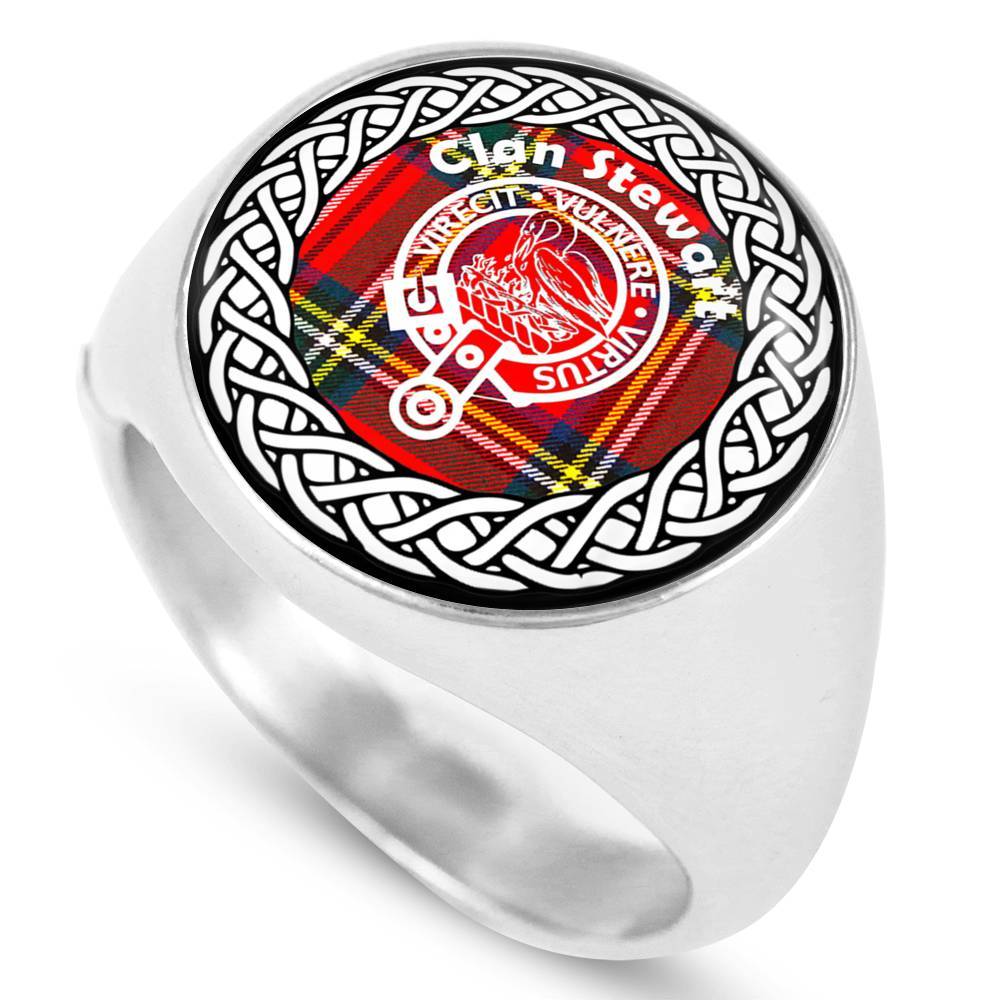 Stewart Crest Clan Tartan Ring Scottish