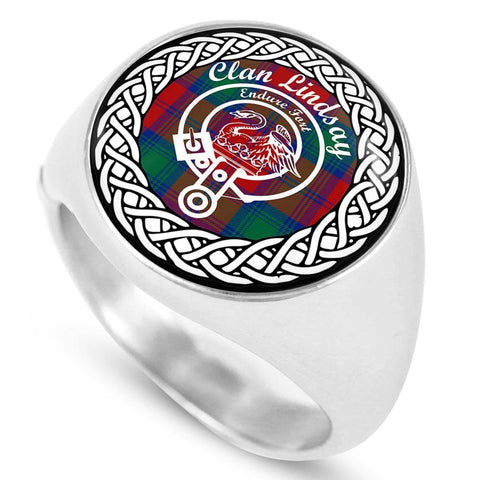 Image of Lindsay Crest Clan Tartan Ring Scottish