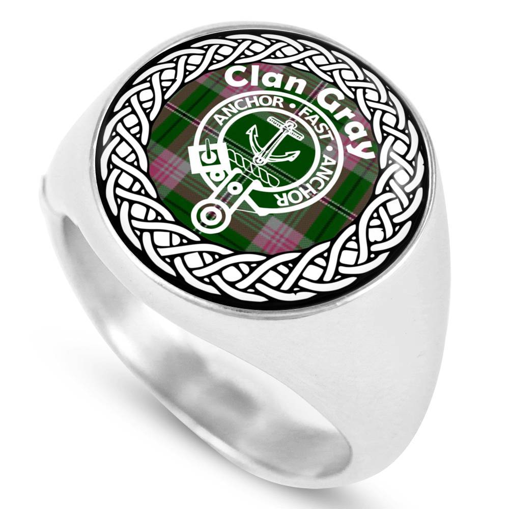 Gray Crest Clan Tartan Ring Scottish