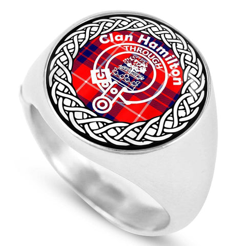 Image of Hamilton Crest Clan Tartan Ring Scottish