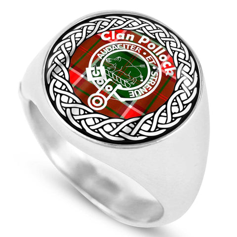 Image of Pollock Crest Clan Tartan Ring Scottish