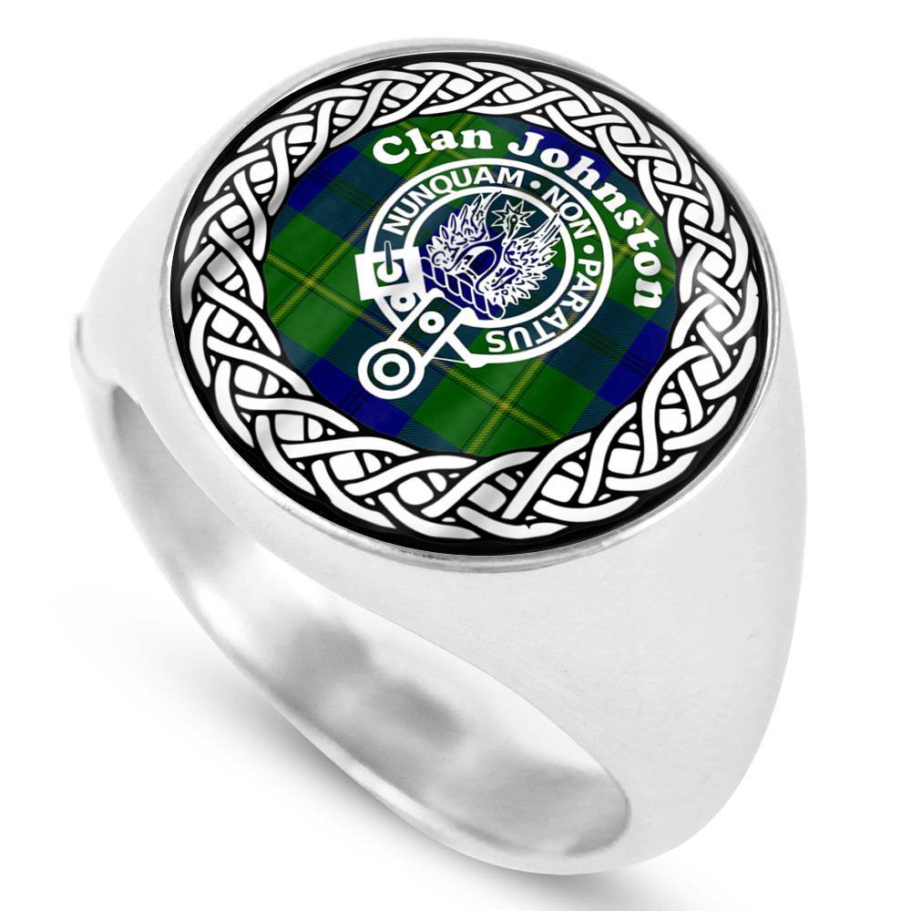 Johnston Crest Clan Tartan Ring Scottish