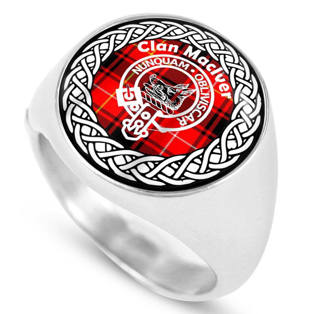Maclver Crest Clan Tartan Ring Scottish