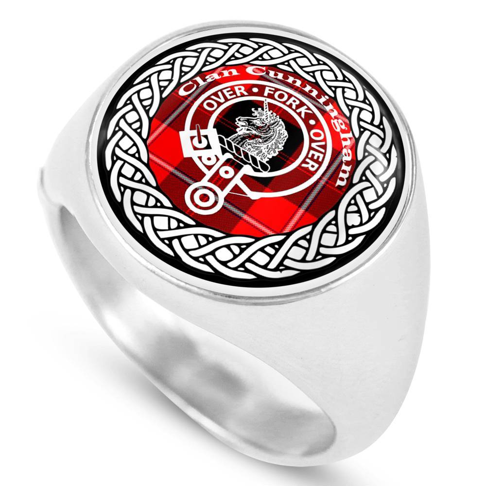 Cunningham Crest Clan Tartan Ring Scottish