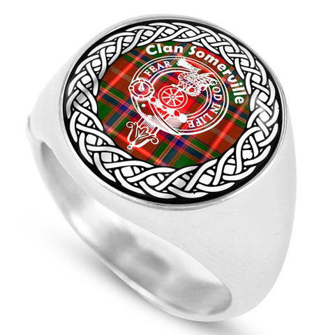 Image of Somerville Crest Clan Tartan Ring Scottish