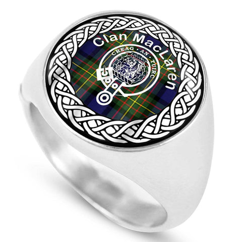 Image of MacLaren Crest Clan Tartan Ring Scottish