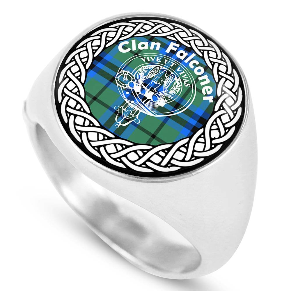 Falconer Crest Clan Tartan Ring Scottish