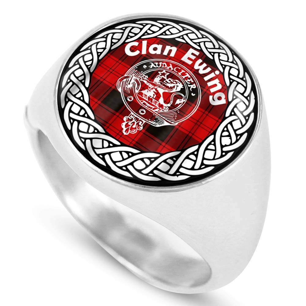 Ewing Crest Clan Tartan Ring Scottish