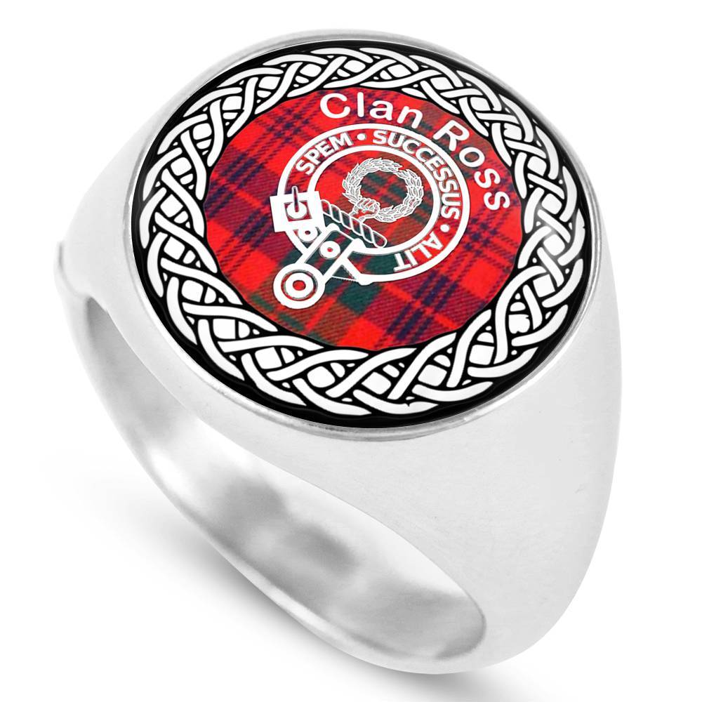 Ross Crest Clan Tartan Ring Scottish