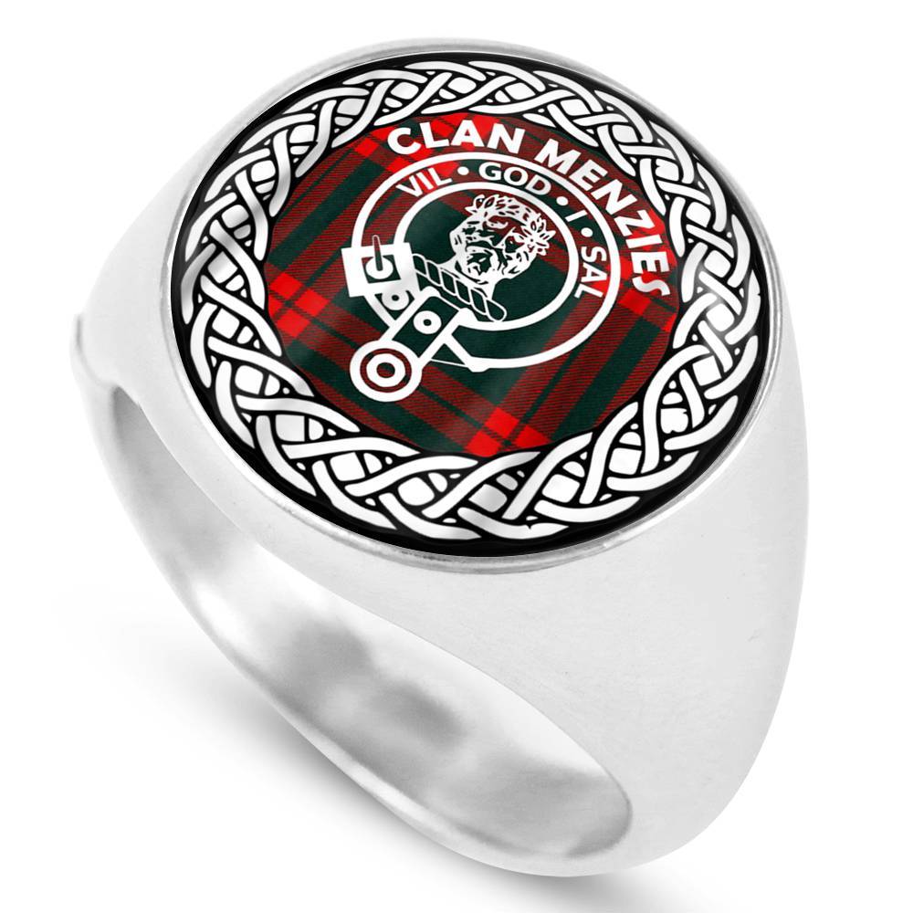 Menzies Crest Clan Tartan Ring Scottish