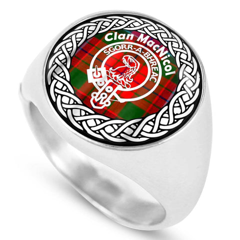 Image of MacNicol Crest Clan Tartan Ring Scottish