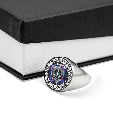 Image of Hunter Crest Clan Tartan Ring Scottish