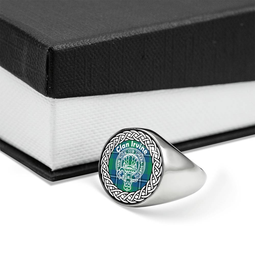 Irvine Crest Clan Tartan Ring Scottish