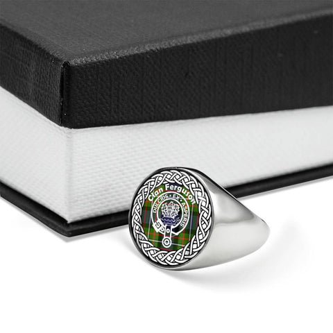 Image of Ferguson Crest Clan Tartan Ring Scottish