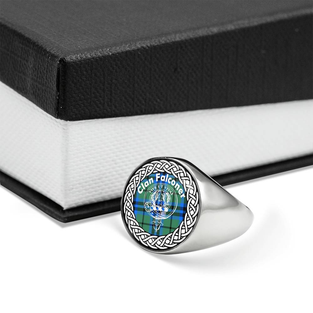 Falconer Crest Clan Tartan Ring Scottish