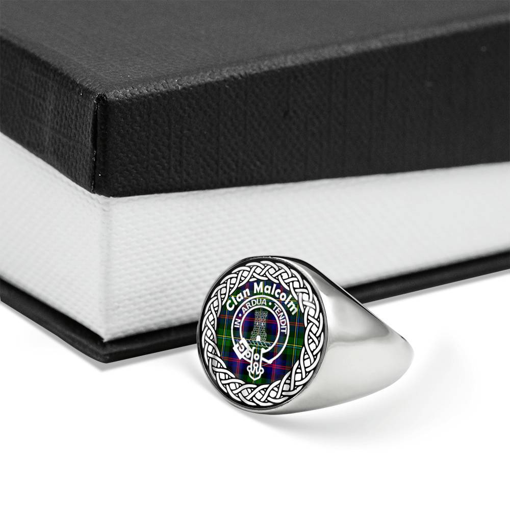 Malcolm Crest Clan Tartan Ring Scottish