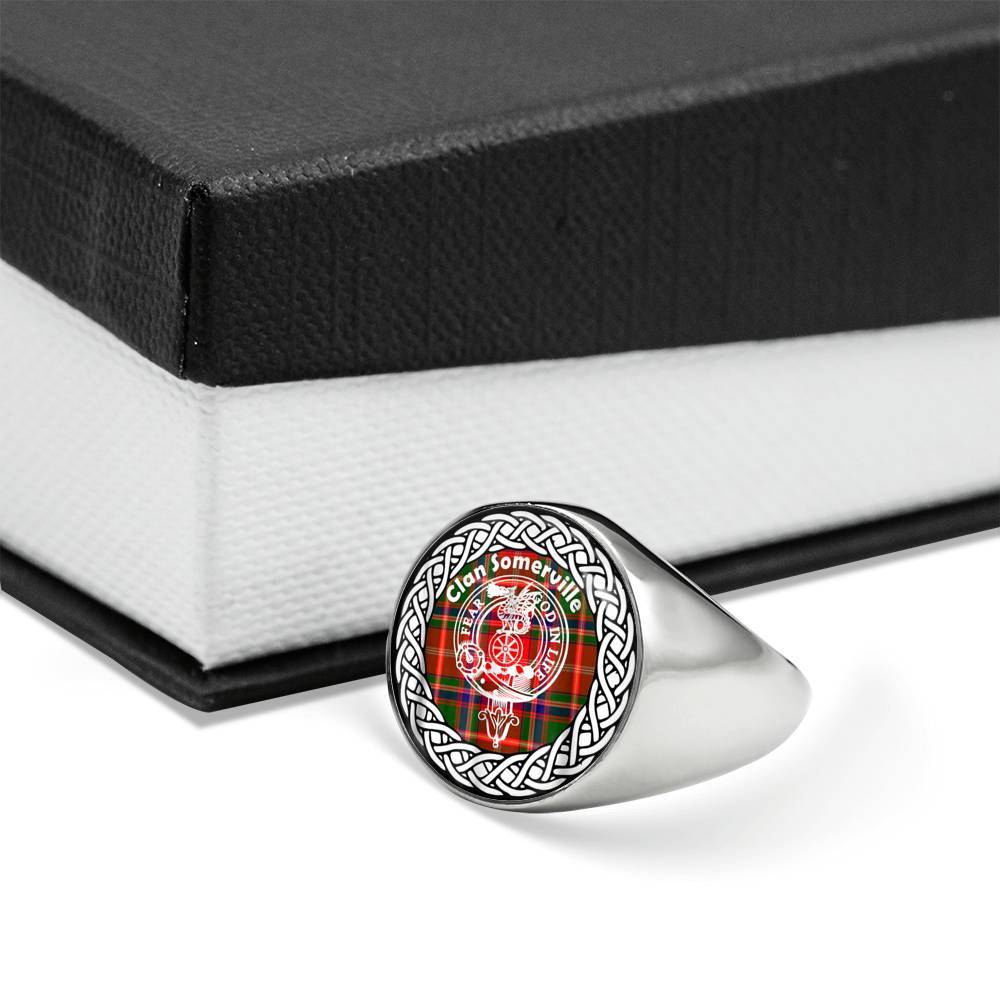 Somerville Crest Clan Tartan Ring Scottish