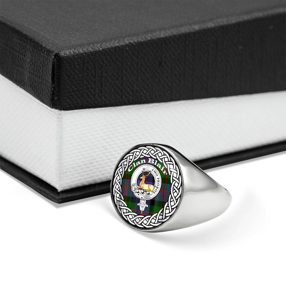 Blair Crest Badge Clan Tartan Ring Scottish