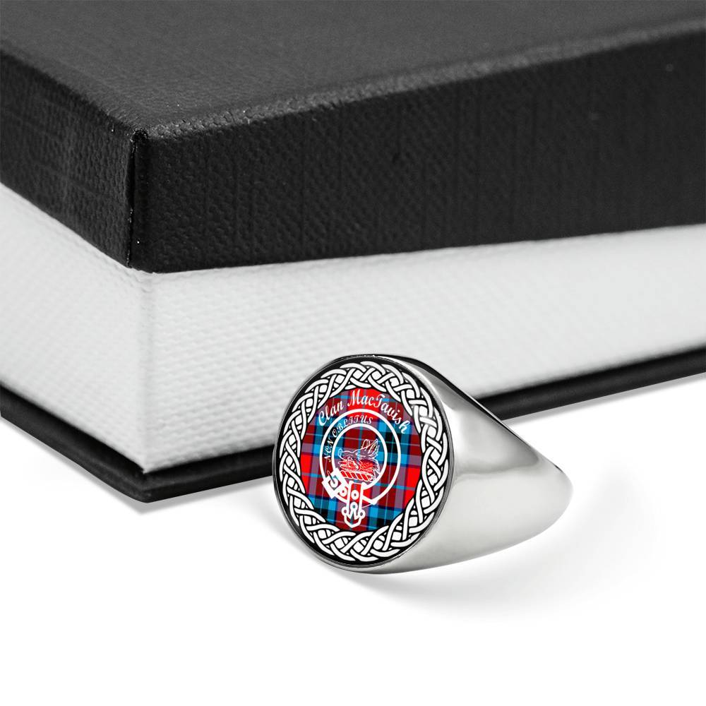 MacTavish Crest Clan Tartan Ring Scottish
