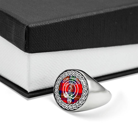 Image of Ruthven Crest Clan Tartan Ring Scottish