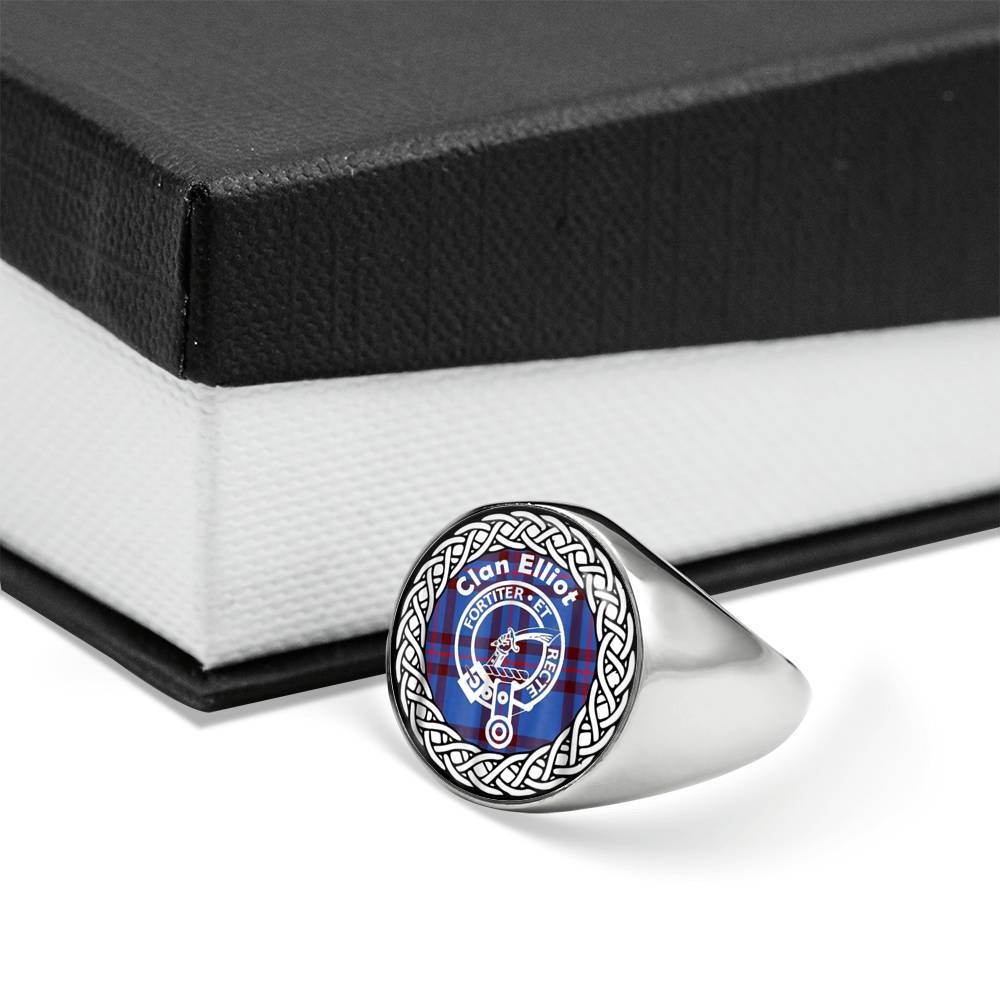 Elliot Crest Clan Tartan Ring Scottish