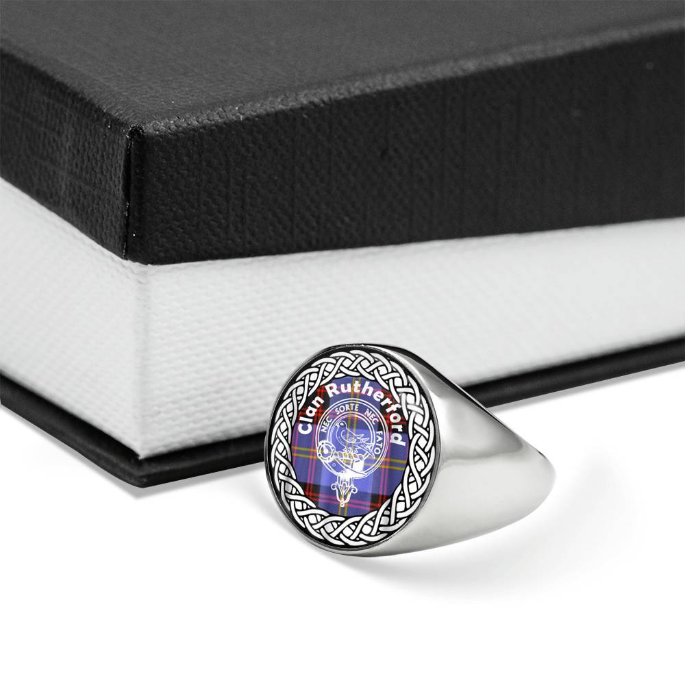 Rutherford Crest Clan Tartan Ring Scottish