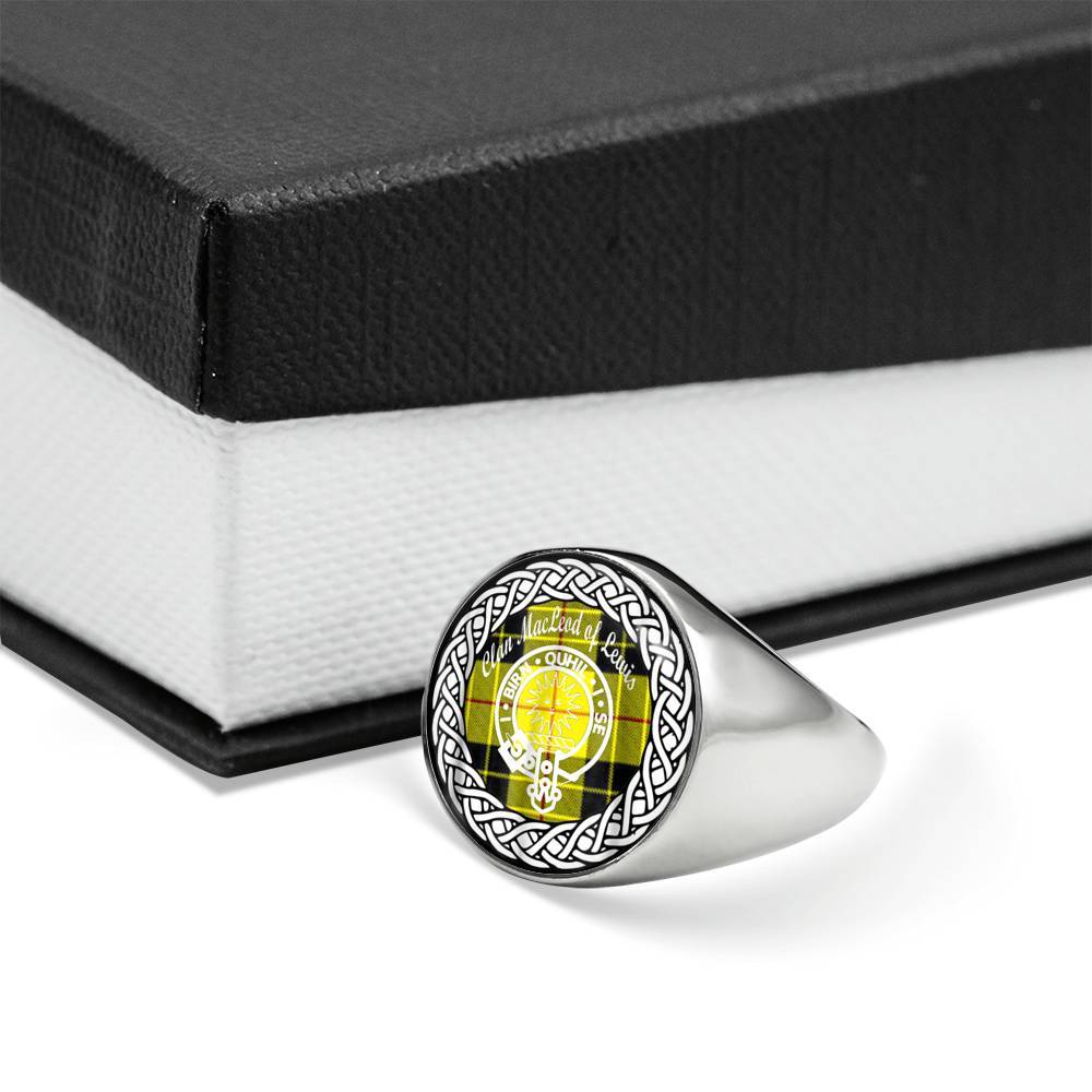 MacLead Of Lewis Crest Clan Tartan Ring Scottish
