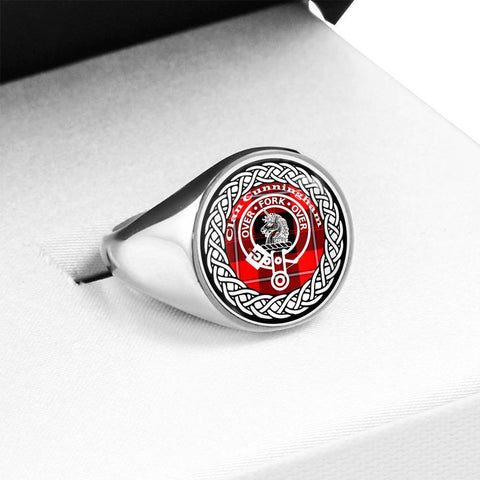 Image of Cunningham Crest Clan Tartan Ring Scottish