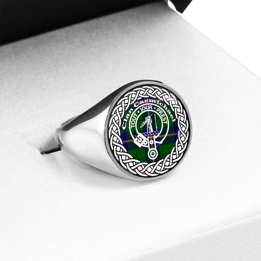 Carmichael Crest Clan Tartan Ring Scottish