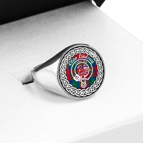 Image of Lindsay Crest Clan Tartan Ring Scottish