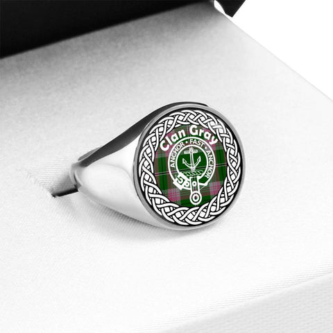 Image of Gray Crest Clan Tartan Ring Scottish