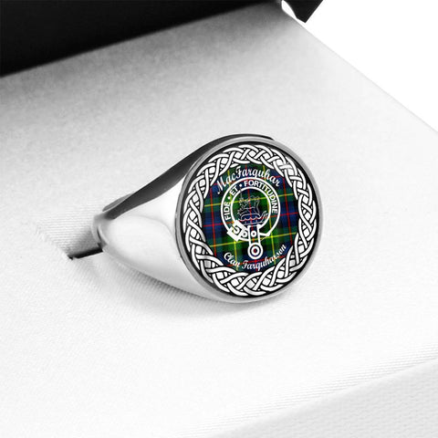 Image of MacFarquhar Crest Clan Tartan Ring Scottish