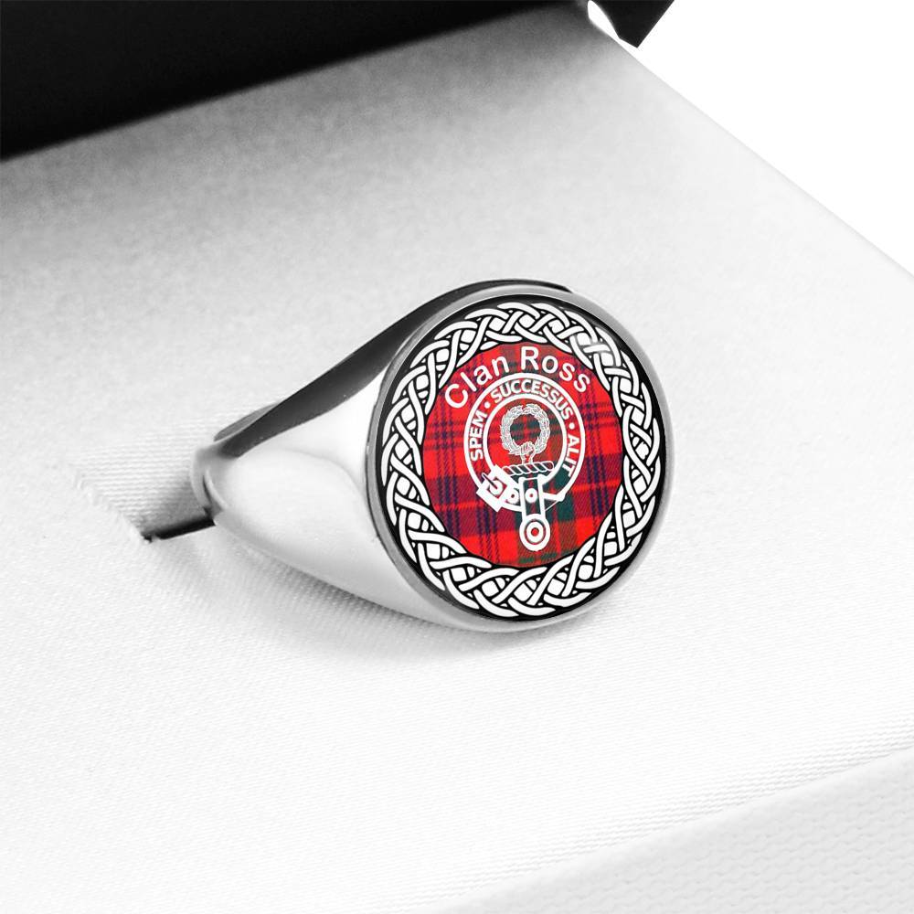 Ross Crest Clan Tartan Ring Scottish