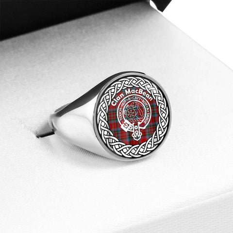 Image of MacBean Crest Clan Tartan Ring Scottish