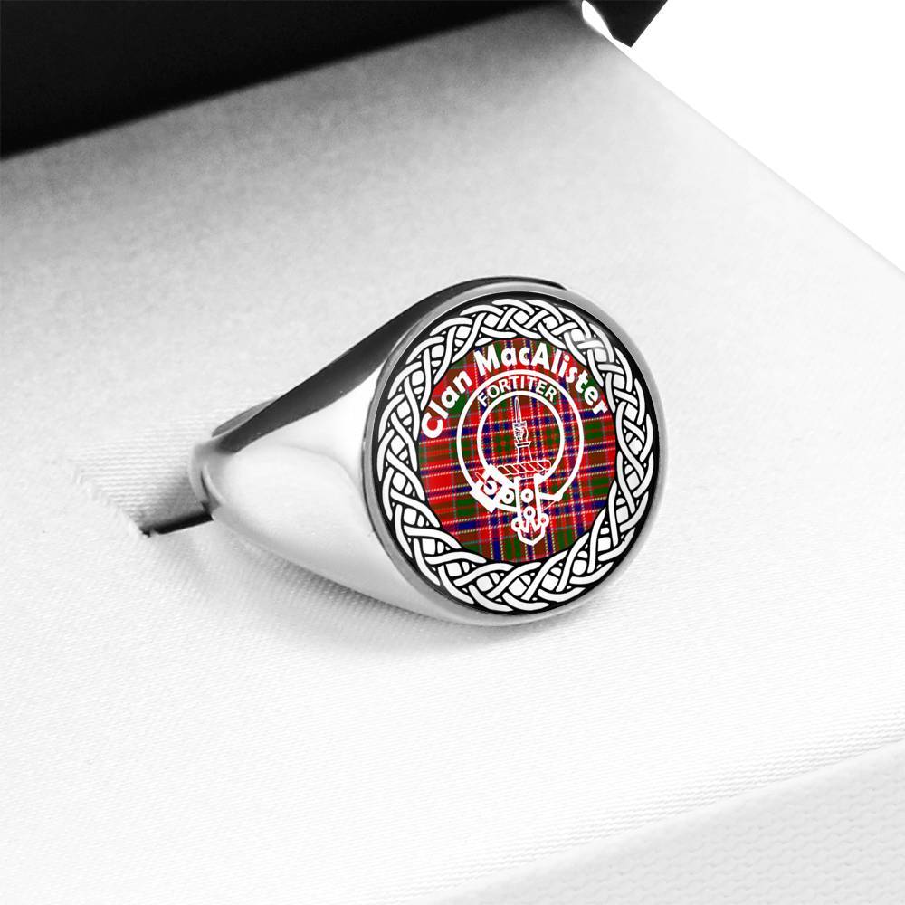 MacAlister Crest Clan Tartan Ring Scottish