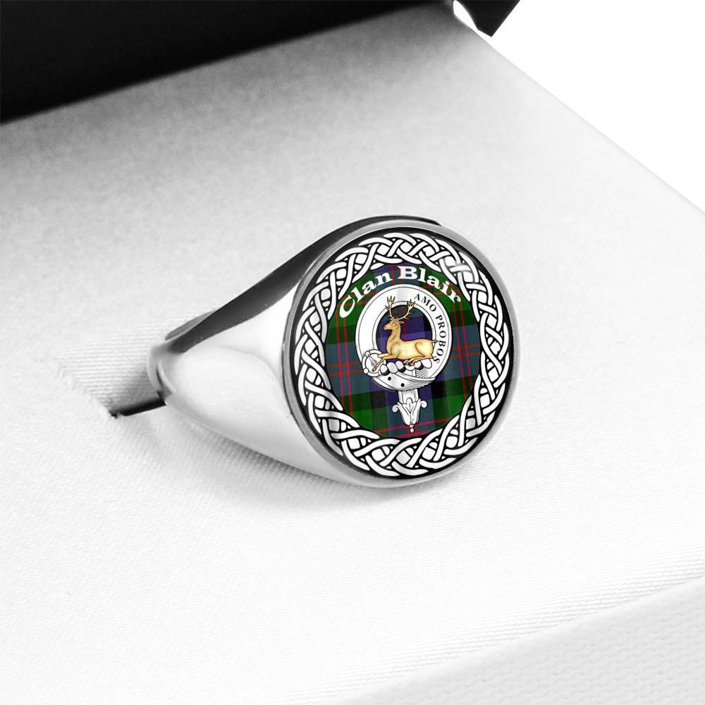 Blair Crest Badge Clan Tartan Ring Scottish