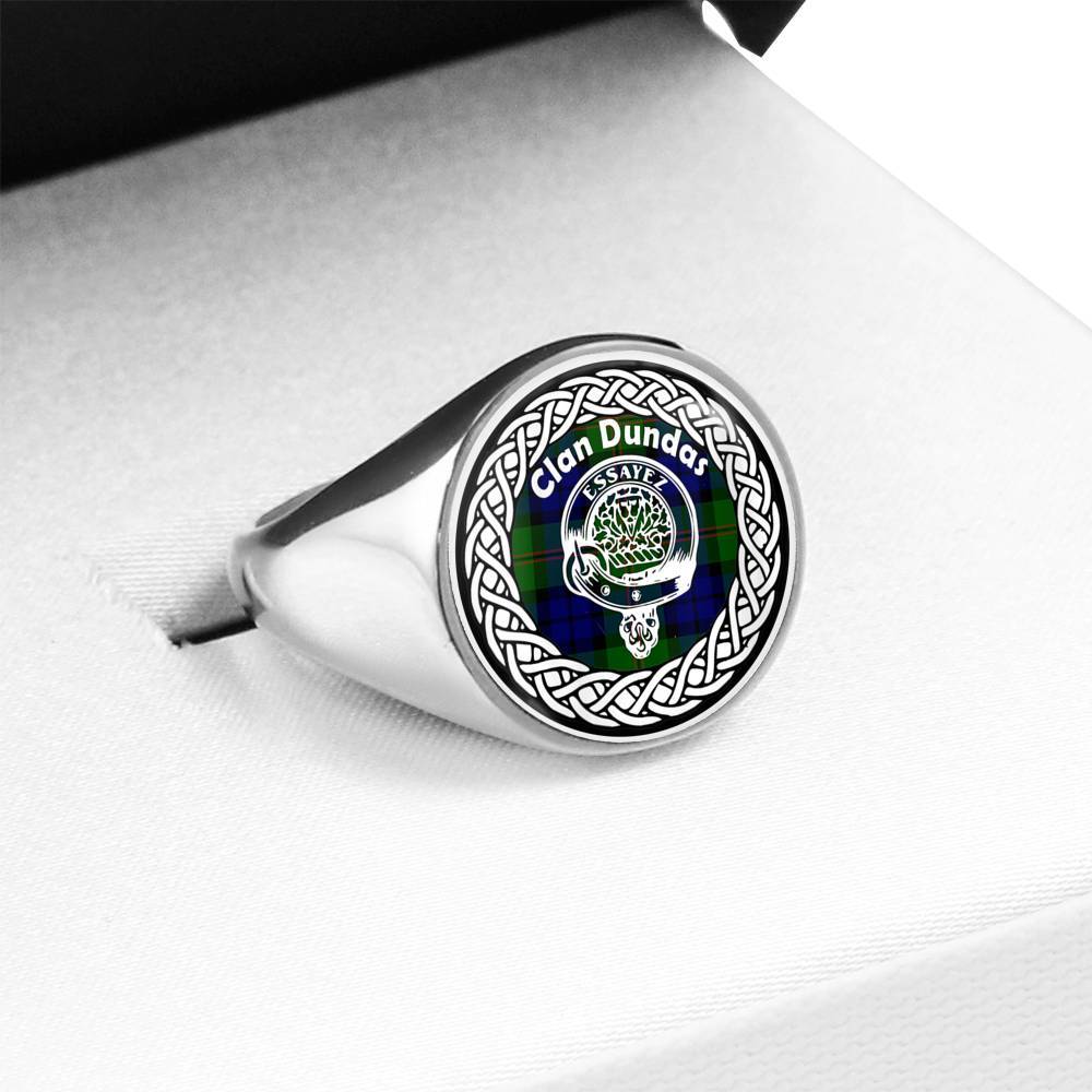 Dundas Crest Clan Tartan Ring Scottish