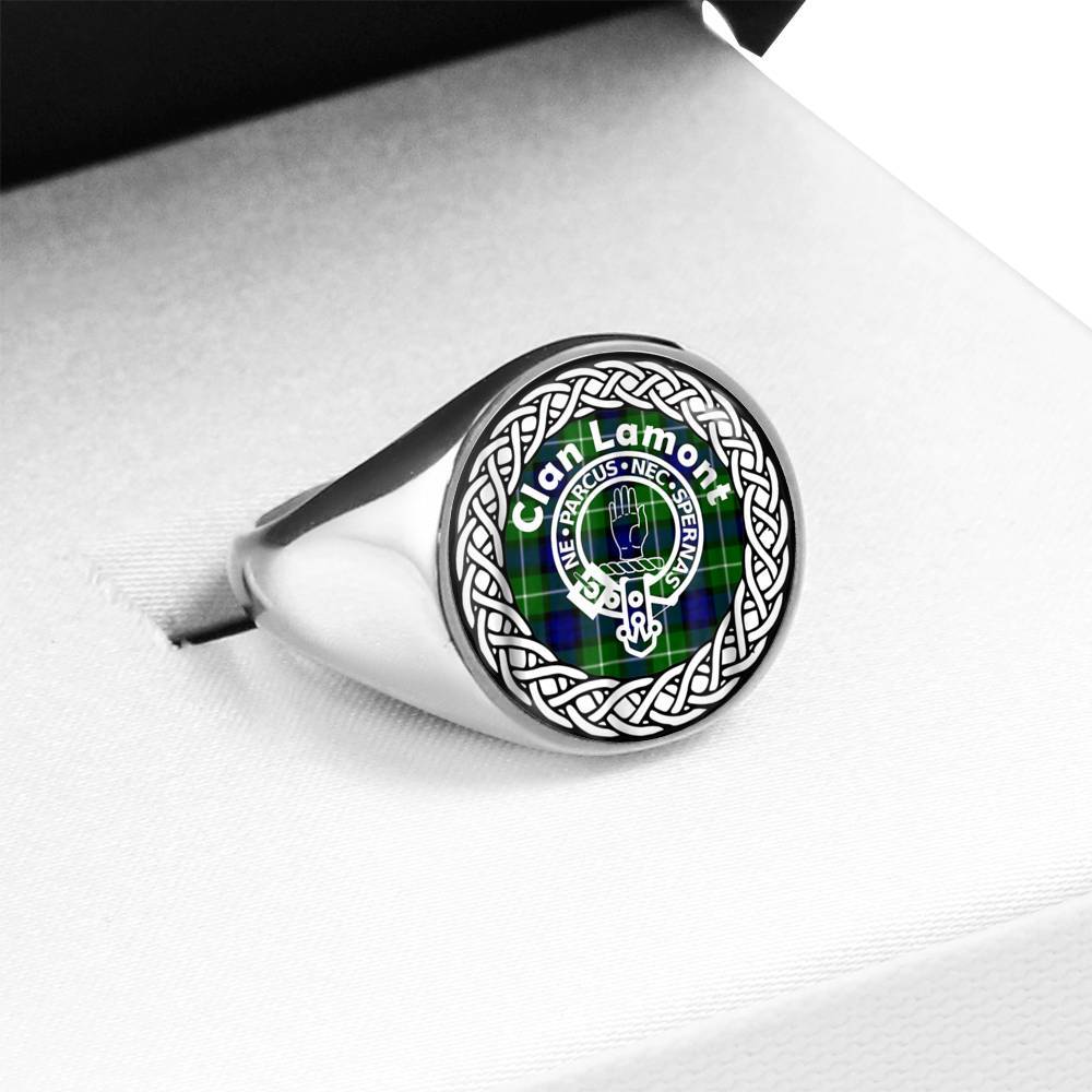 Lamont Crest Clan Tartan Ring Scottish