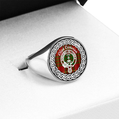 Image of Cameron Crest Clan Tartan Ring Scottish