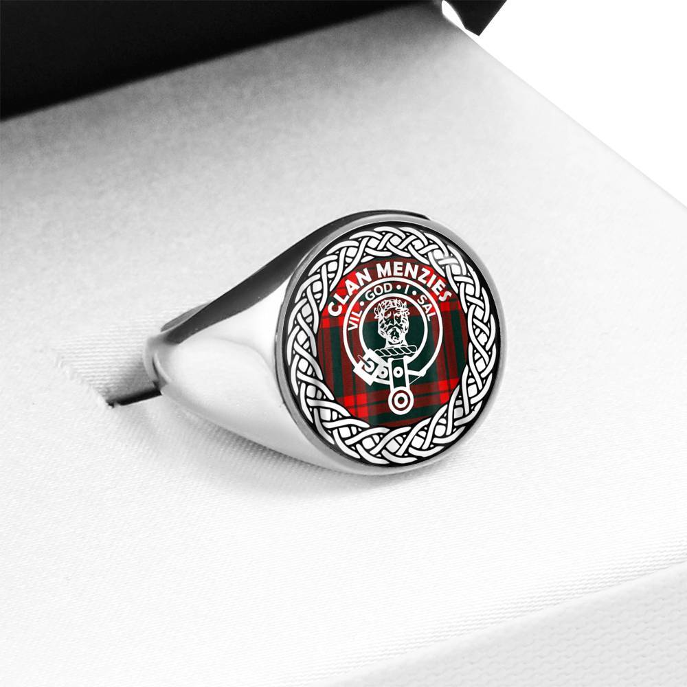 Menzies Crest Clan Tartan Ring Scottish