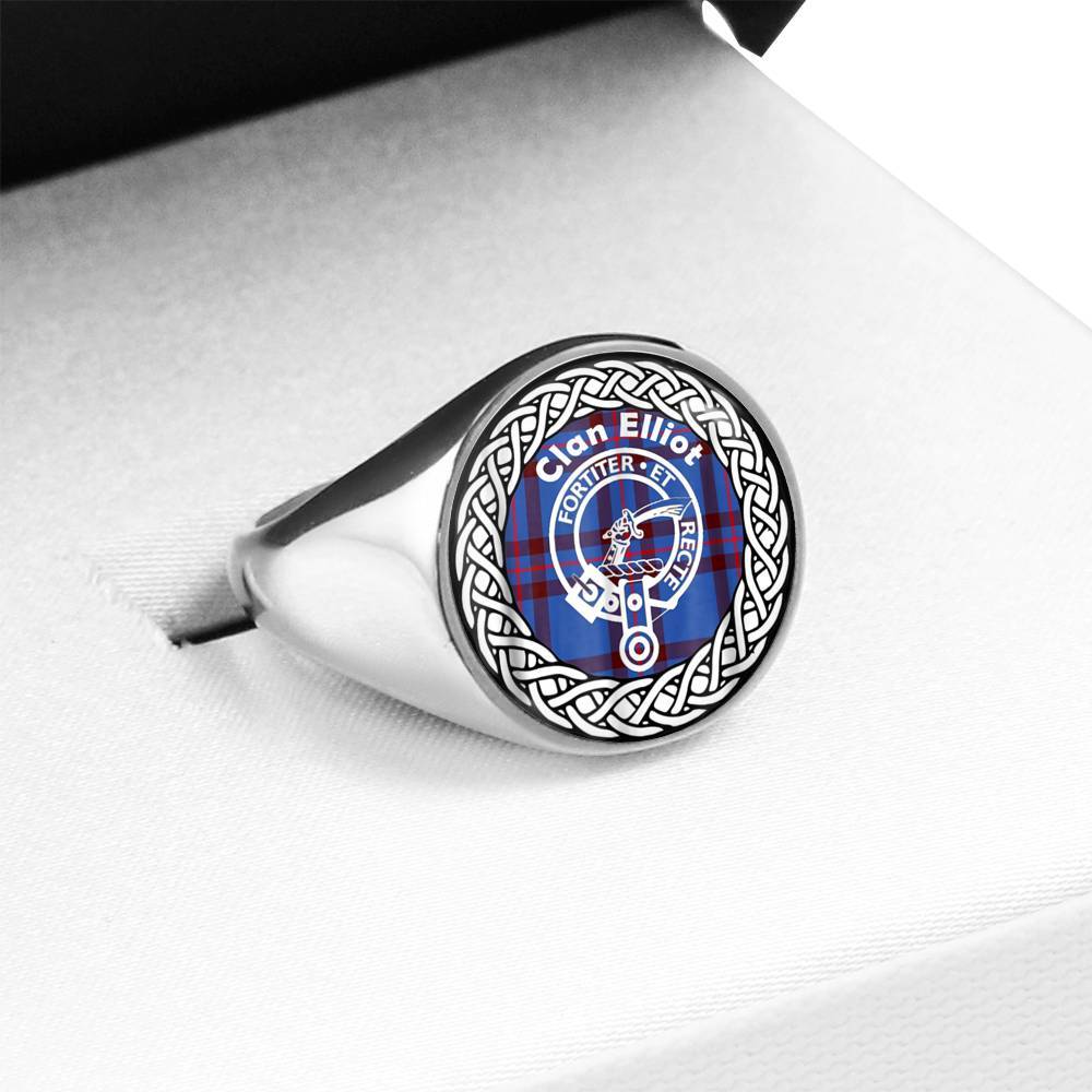 Elliot Crest Clan Tartan Ring Scottish