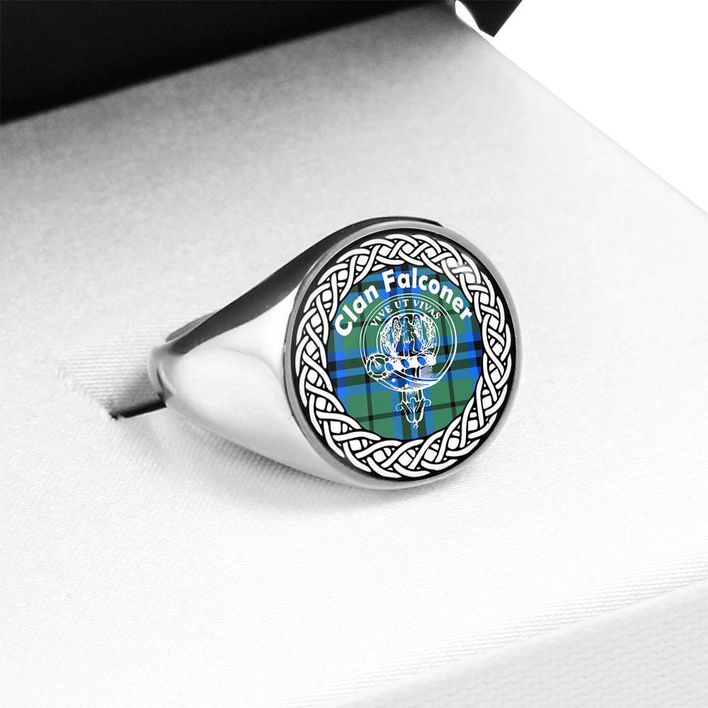 Falconer Crest Clan Tartan Ring Scottish