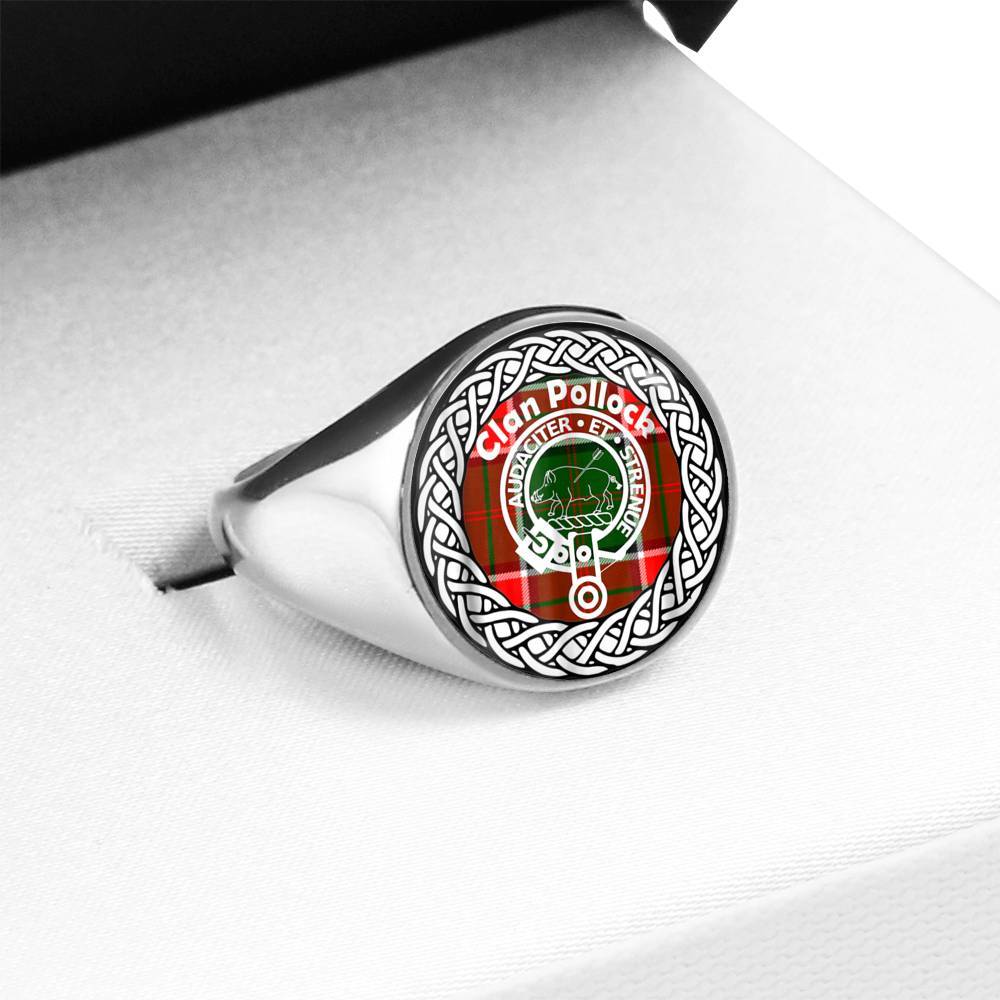 Pollock Crest Clan Tartan Ring Scottish